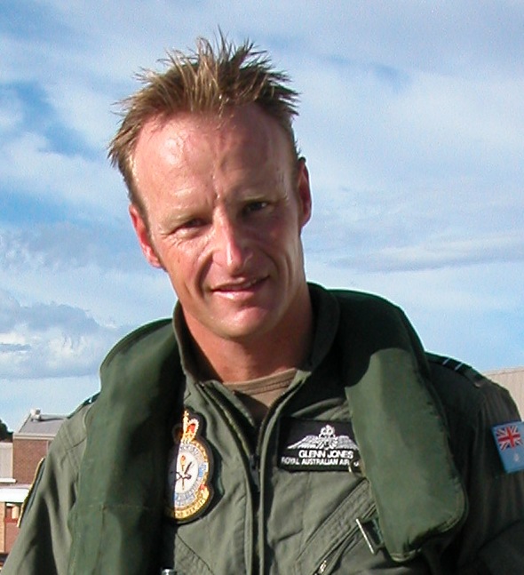Glenn Jones in a Royal Australian Air Force flying suit